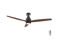 Cecotec Ventilateur de Plafond Energysilence Aero 5300 Black & Wood Design, 30W, diamètre 52 ”avec 3 lames, moteur DC, lumière LED, télécommande, minuterie et mode d'hiver-été