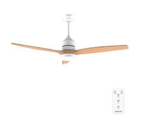 Cecotec Ventilateur De Plafond Energysilence Aero 5300 White & Wood Design. 30W, Diamètre 52”, 3 Lames, Moteur DC, Lumière LED, Télé