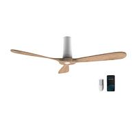 Cecotec Ventilateur de plafond télécommande et Wifi EnergySilence Aero 5500 Blanc Aqua Connecté, 40 W, Diamètre 52", 3 Lames, Protection IP44, Mode hiver-été, Minuterie, Bois