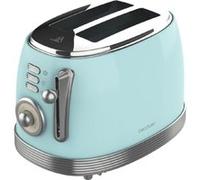 Cecotec Toast & Taste 800 Vintage Light Blue. 850 W, double fente courte extra large de 3,8 cm, 2 toasts, finitions en acier inoxydable, style vintage, 3 fonctions, bleu