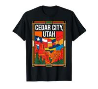 Cedar City Utah Drapeau du désert Canyon Voyage Art T-Shirt