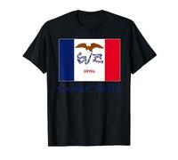 Cedar Falls Drapeau de l'Iowa Souvenir des États-Unis T-Shirt Graphique avec Valeur, Homme, Noir, XL