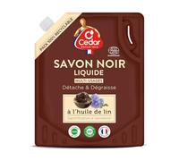 Cedar Savon Noir Liquide Multi-Usages à l’Huile de Lin - Détachant & Dégraissant Naturel - 99% Ingrédients d’Origine Naturelle, Écocert, Fabrication Française, Pack 100% Recyclable