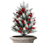 Cedar Tree - ABS, 22.4in Faux Cedar Tree Realistic and Weather-Resistant | Stake-Mounted and Long-Lasting Holiday Decoration, Artificial Outdoor Plant for Garden, Patio, Porch, Pathway