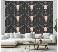 CEDNXOER 3D Effet Crâne Taureau Géométrie Tapisserie Art Mural Tapisserie Murales, Bohème Halloween Animaux Murale En Tissu Pour Chambre Salon Serviette De Plage Tenture Murale 180×230cm