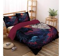 CEDNXOER Contes Fées Bêtes Mythiques Housse de Couette Microfibre, Yin Et Yang Dragon Parure de Lit 200x200cm Noir Literie Sets, Housses de Couettes avec Fermeture éclair, 2 Taies d'oreiller 65x65CM