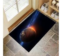 CEDNXOER Espace Basket-Ball Paillasson Interieur Entree 45 x 75 cm, Tapis D'Entrée Univers Antidérapant Et Lavable en Machine, Bleu Foncé Tapis De Sol Absorbantes pour Chien, Porte, Couloir