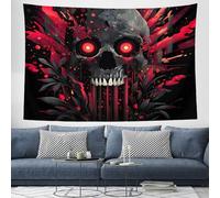 CEDNXOER Halloween Tapisserie Murale Grande 150×200cm Mal Squelette Tenture Art Murale Tapisserie Yeux Effrayants Éclaboussures Sang Tissu Suspendue pour Décoration Maison Chambre Salon, Noir