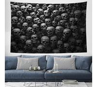 CEDNXOER Halloween Tapisserie Murale Grande 180×230cm Étrange Crâne Tenture Art Murale Tapisserie Horreur Squelette Tissu Suspendue pour Décoration Maison Chambre Salon, Noir