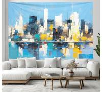 CEDNXOER La Ville New York 3D Effet Tapisserie DécoRation, Rivière Peinture À L'Huile Tapisserie Murales DécoRation Murale,Tissu Pour La Chambre À Coucher Le Salon Le Dortoir Tenture Murale 180×230cm