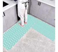 CEDNXOER Lot de 2 Tapis de Cuisine Antidérapants Croix Blanche, Tapis Simple Géométrique Bohème Lavables avec 16pcs Autocollants antidérapants pour Couloir, Salle à Manger, 45×75cm+45×150cm