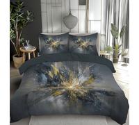 CEDNXOER Minimaliste Géométrique Housse de Couette 140x200cm avec 1 Taies d'oreiller 65x65 cm, Abstrait Graffiti Motifs Parure Microfibre, Douce légère Gris Parure de Lit avec Fermeture Éclair