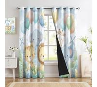 CEDNXOER Minimaliste Urbain Floral Rideau 140x160 cm, Rideau Dessin Animé Lion Tigre Esthétique Occultant, Lot de 2 Rideaux Opaque à Oeillets,YS Isolant Thermique Anti Froid, pour Chambre,Salon Bleu