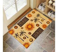 CEDNXOER Paillasson antidérapant pour intérieur, 50 x 80 cm, Motif Afrique Tribus Plantes,Absorbant Entree Tapis Rétro Géométrique,Lavable en Machine Tapis pour Porte et Couloir Jaune