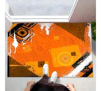CEDNXOER Paillasson antidérapant pour intérieur, 60 x 90 cm, Motif Carrés Rayures,Absorbant Entree Tapis Indien Géométrique,Lavable en Machine Tapis pour Porte et Couloir Orange