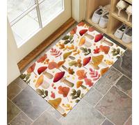 CEDNXOER Paillasson antidérapant pour intérieur, 60 x 90 cm, Motif Champignons Feuilles d'automne,Absorbant Entree Tapis Plantes Rêve,Lavable en Machine Tapis pour Porte et Couloir Orange