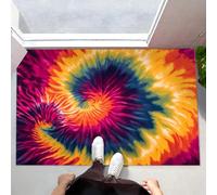 CEDNXOER Paillasson antidérapant pour intérieur, 60 x 90 cm, Motif Tie-Dye Tourbillon,Absorbant Entree Tapis Mode Hippie,Lavable en Machine Tapis pour Porte et Couloir Bleu