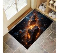 CEDNXOER Paillasson antidérapant pour intérieur, 90 x 150 cm, Motif Planètes Fragments Comètes,Absorbant Entree Tapis Univers Gravier,Lavable en Machine Tapis pour Porte et Couloir Gris-Vert