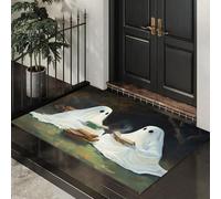 CEDNXOER Paillasson d'halloween avec Hanté Rétro Forêt, Motif Fantôme Mauvaises Herbes, Tapis de Bienvenue Lavable et Sntidérapant pour La Maison, Entrée