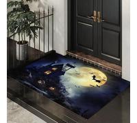 CEDNXOER Paillasson d'halloween avec Terreur Mauvaises Herbes, Motif Vieille Maison Hantée, Tapis de Bienvenue Lavable et Sntidérapant pour La Maison, Entrée