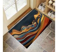 CEDNXOER Paillasson D'Intérieur 50 x 70 cm, Tapis Entree Interieur Lavable en Machine Rayures Médiévales, TPR Antidérapant, Résumé Montagnes Tapis pour Portes D'Entrée décoré Couloirs, Bleu Foncé