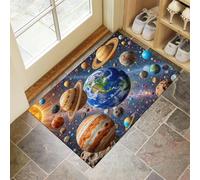 CEDNXOER Paillasson D'Intérieur 60 x 90 cm, Tapis Entree Interieur Lavable Dessin Animé Galaxie, Tapis De Porte TPR Antidérapant Absorbant Univers Planète pour Entrées Portes D'Entrée Bleu