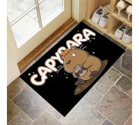 CEDNXOER Paillasson D'Intérieur 80 x 120 cm, Tapis Entree Interieur Lavable Capybara De Dessin Animé, Tapis De Porte TPR Antidérapant Absorbant Mots Animaux pour Entrées Portes D'Entrée Noir