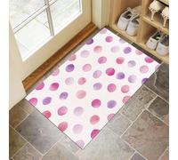 CEDNXOER Paillasson D'Intérieur 80 x 120 cm, Tapis Entree Interieur Lavable Rose À Pois, Tapis De Porte TPR Antidérapant Absorbant Moderne Géométrique pour Entrées Portes D'Entrée Blanc