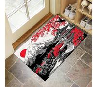 CEDNXOER Paillasson Entrée Intérieur Noir Mont Fuji Tapis De Porte, Résistant Doux À Poil Ras Japonais Peinture À L'Encre Paillasson, Facile Nettoyer Tapis D'Entrée pour Couloir 40 x 60 cm