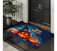 CEDNXOER Paillasson Halloween Décoratif, Motif Citrouille Chapeau Sorcière, Paillasson d'halloween, Tapis De Sol Horreur Ciel Nocturne Nouveauté d'halloween Décoration De Bienvenue, Entrée