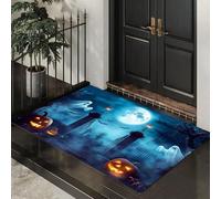 CEDNXOER Paillasson Halloween Décoratif, Motif Fantôme Effrayant Citrouille, Paillasson d'halloween, Tapis De Sol Ancienne Cimetière Nouveauté d'halloween Décoration De Bienvenue, Entrée