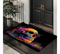 CEDNXOER Paillasson Halloween Décoratif, Motif Graffiti Éclaboussure Crâne, Paillasson d'halloween, Tapis De Sol Étrange Squelette Nouveauté d'halloween Décoration De Bienvenue, Entrée