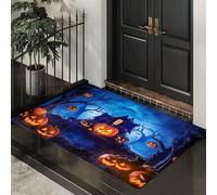 CEDNXOER Paillasson Halloween Décoratif, Motif Maison Hantée Citrouille, Paillasson d'halloween, Tapis De Sol Forêt Mystérieuse Nouveauté d'halloween Décoration De Bienvenue, Entrée