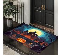 CEDNXOER Paillasson Halloween Décoratif, Motif Maison Hantée, Paillasson d'halloween, Tapis De Sol Ancienne Pierre Tombale Nouveauté d'halloween Décoration De Bienvenue, Entrée