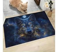 CEDNXOER Paillasson Intérieur 80 x 120 cm, Tapis Entrée Imperméable, Antidérapant,Absorbant,Lavable en Machine, Ciel Étoilé Animaux Mystérieux Solitaire Tapis pour Entrée Douces Bleu Royal