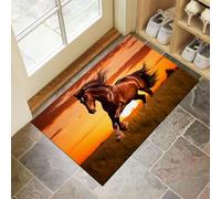 CEDNXOER Paillassons Intérieur Coucher Soleil Chevaux Au Galop, Paillassons Souples Lavables en Machine Nature Animaux, Paillasson Orange Absorbant à Profil Bas pour Porte Arrière Avant 80 x 120 cm