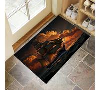 CEDNXOER Paillassons Intérieur Coucher Soleil Voilier, Paillassons Souples Lavables en Machine Vue sur La Mer Nature, Paillasson Orange Absorbant à Profil Bas pour Porte Arrière Avant 40 x 60 cm