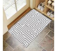 CEDNXOER Paillassons Intérieur Géométrie Labyrinthe, Paillassons Souples Lavables en Machine Lignes Simples, Paillasson Gris Absorbant à Profil Bas pour Porte Arrière Avant 90 x 150 cm