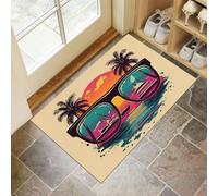 CEDNXOER Paillassons Intérieur Palmiers Tropicaux, Paillassons Souples Lavables en Machine Rétro Coucher Soleil, Paillasson Beige Absorbant à Profil Bas pour Porte Arrière Avant 40 x 60 cm
