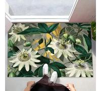CEDNXOER Paillassons Intérieur Passiflore Feuilles, Paillassons Souples Lavables en Machine Fleurs Abstraites, Paillasson Vert Absorbant à Profil Bas pour Porte Arrière Avant 50 x 80 cm