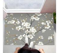 CEDNXOER Paillassons Intérieur Pétale, Paillassons Souples Lavables en Machine Fleurs Printemps, Paillasson Gris Absorbant à Profil Bas pour Porte Arrière Avant 50 x 80 cm
