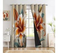 CEDNXOER Rideau Occultant Abstrait Floral Rideaux Chambre Enfant Salon 3D Élégance Lys Rideau Isolant Thermique Anti Froid Anti Bruit Crème Grande Rideaux 2 Pièces 140x180 cm
