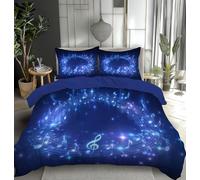 CEDNXOER Sets Housse de Couette 200x200cm avec 2 x Taies d'oreiller 65x65 cm,Unique 3D Imprimé Espace Notes Musique Microfibre Literie Musique Moderne Partitions Parure de Lit pour 2 Personnes