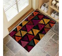 CEDNXOER Tapis De Porte 50 x 70 cm, Afrique Triangle Paillasson Interieur Antidérapant, Paillasson Entrée Lavable Abstrait Géométrique, Rouge Tapis D'Entrée Intérieur Absorbant Et Durable