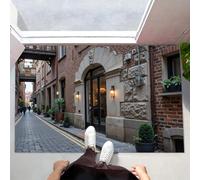 CEDNXOER Tapis De Porte 50 x 80 cm, Rétro Rue Paillasson Interieur Antidérapant, Paillasson Entrée Lavable Ville Architecture, Rouge Brique Tapis D'Entrée Intérieur Absorbant Et Durable