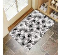 CEDNXOER Tapis De Porte 80 x 120 cm, Simple Hibiscus Paillasson Interieur Antidérapant, Paillasson Entrée Lavable Élégant Floral, Gris Tapis D'Entrée Intérieur Absorbant Et Durable