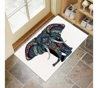 CEDNXOER Tapis De Porte 80 x 120 cm, Style Bohème Éléphant D'Afrique Paillasson Interieur Antidérapant, Paillasson Entrée Lavable Résumé Animal, Blanc Tapis D'Entrée Intérieur Absorbant Et Durable