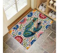 CEDNXOER Tapis De Porte D'EntréE 40 x 60 cm, Paillasson Interieur Antidérapant Rétro Floral Vigne, Paillasson Entrée Lavable Blanc, Tapis D'Porche Intérieur Absorbant Et Durable Mignonne Grenouille