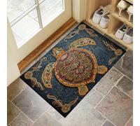 CEDNXOER Tapis De Porte D'EntréE 50 x 70 cm, Paillasson Interieur Antidérapant Tortue Mosaïque, Paillasson Entrée Lavable Bleu, Tapis D'Porche Intérieur Absorbant Et Durable Rétro Floral