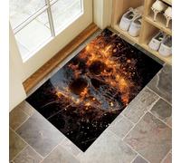 CEDNXOER Tapis De Porte D'EntréE 80 x 120 cm, Paillasson Interieur Antidérapant Crâne d'horreur, Paillasson Entrée Lavable Noir, Tapis D'Porche Intérieur Absorbant Et Durable Brûlure Flamme